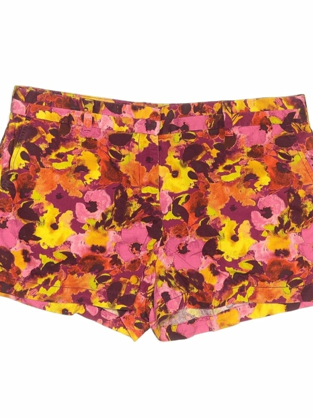 LOFT Pink Yellow Floral Jean Shorts